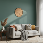 Bordered pre marked MDF round base with lotus offering hand design for DIY painting and craft projects hanging on a wall