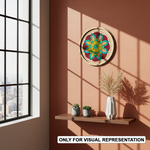 Bordered painted pre marked MDF round base with detailed mandala design for DIY painting and craft projects hanging on wall