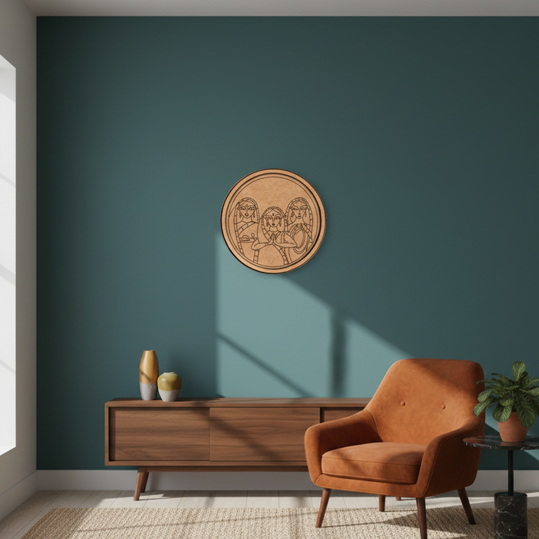 MDF Three Women Art Bordered Pre Marked DIY Craft Base