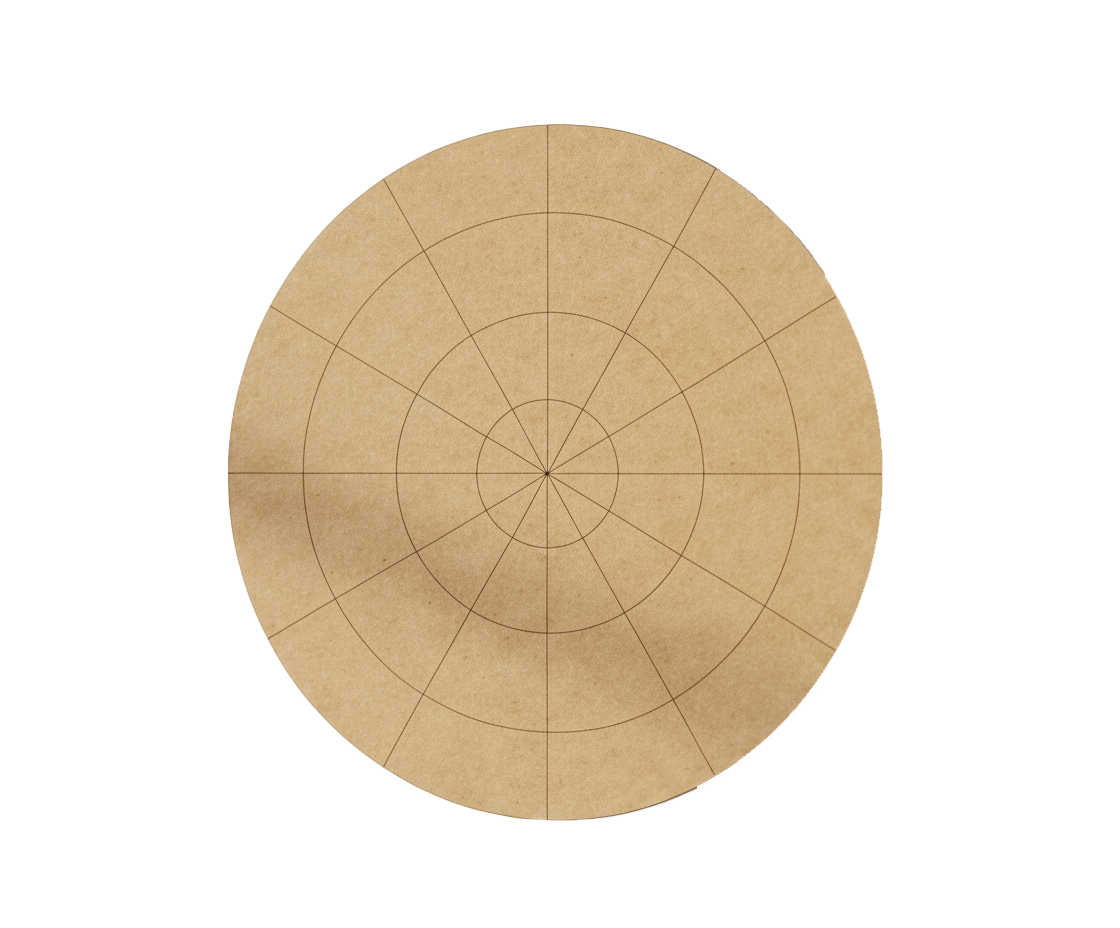 Bordered pre marked MDF round base with dense radial grid for mandala and precision DIY art projects
