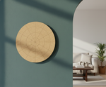 Bordered pre marked MDF round base with dense radial grid for mandala and precision DIY art projects hanging on wall