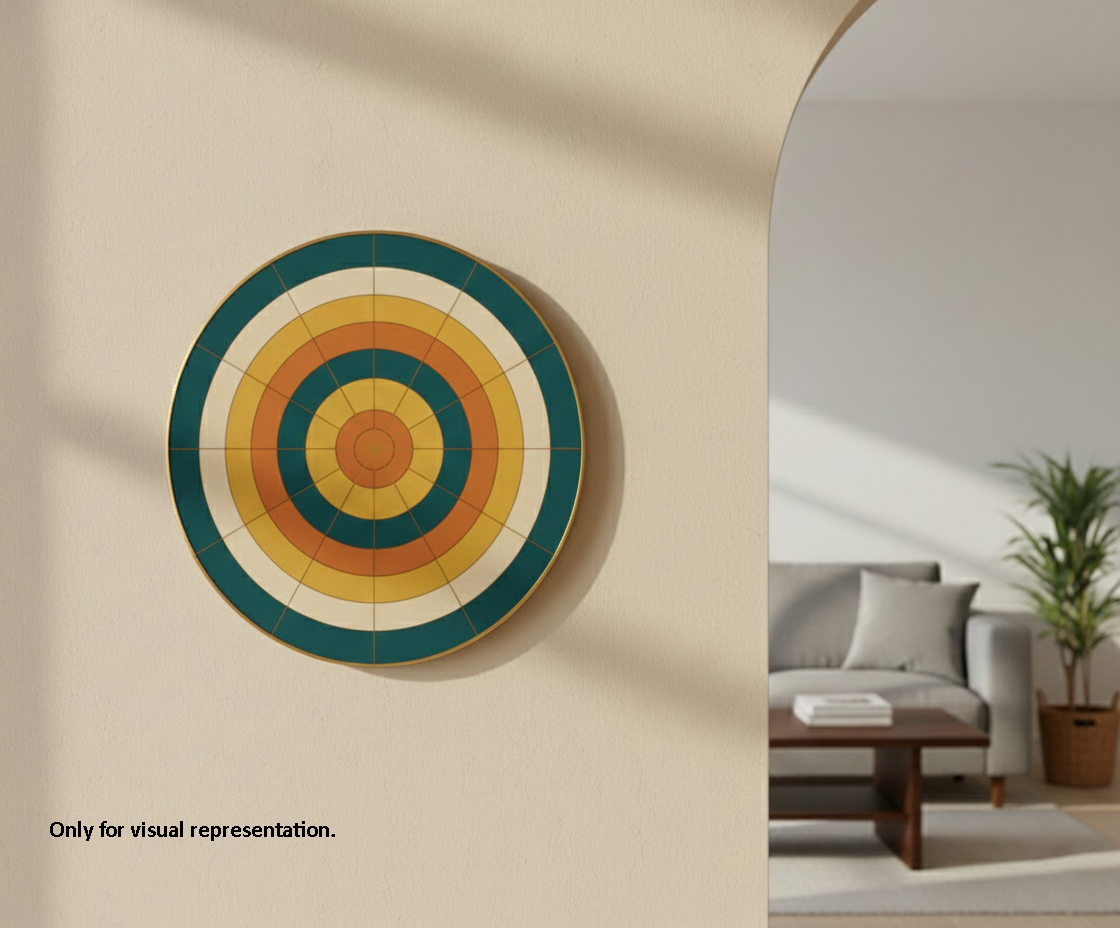 Bordered Painted pre marked MDF round base with dense radial grid for mandala and precision DIY art projects hanging on wall