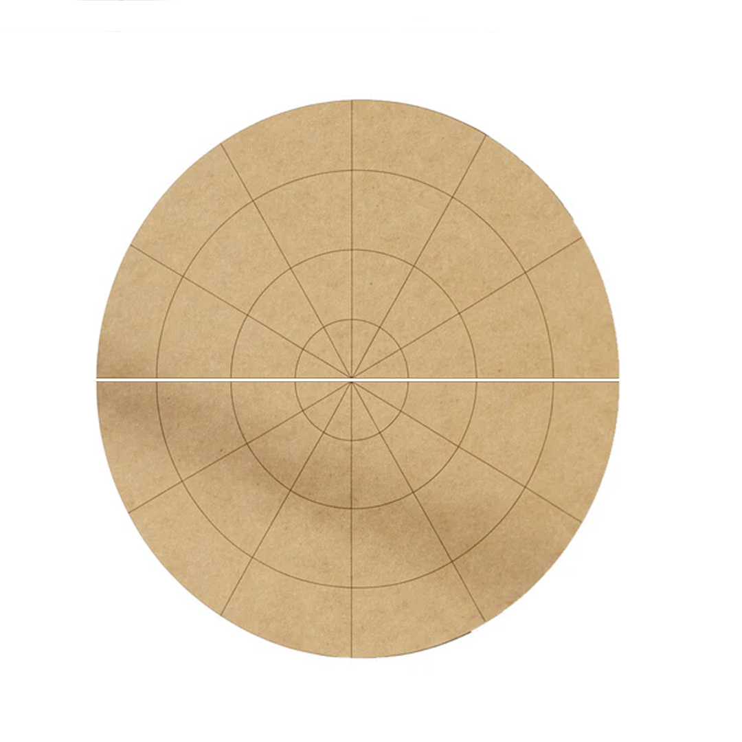 Round MDF DIY board with concentric circles on a white background