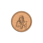 Bordered pre marked MDF round base with lady holding bird design for DIY painting and craft projects