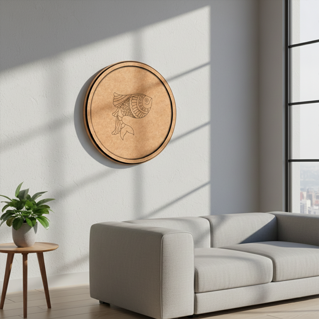 MDF Fish Bordered Pre Marked DIY Craft Base