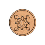 Bordered pre marked MDF round base with fish mandala design for DIY painting and craft