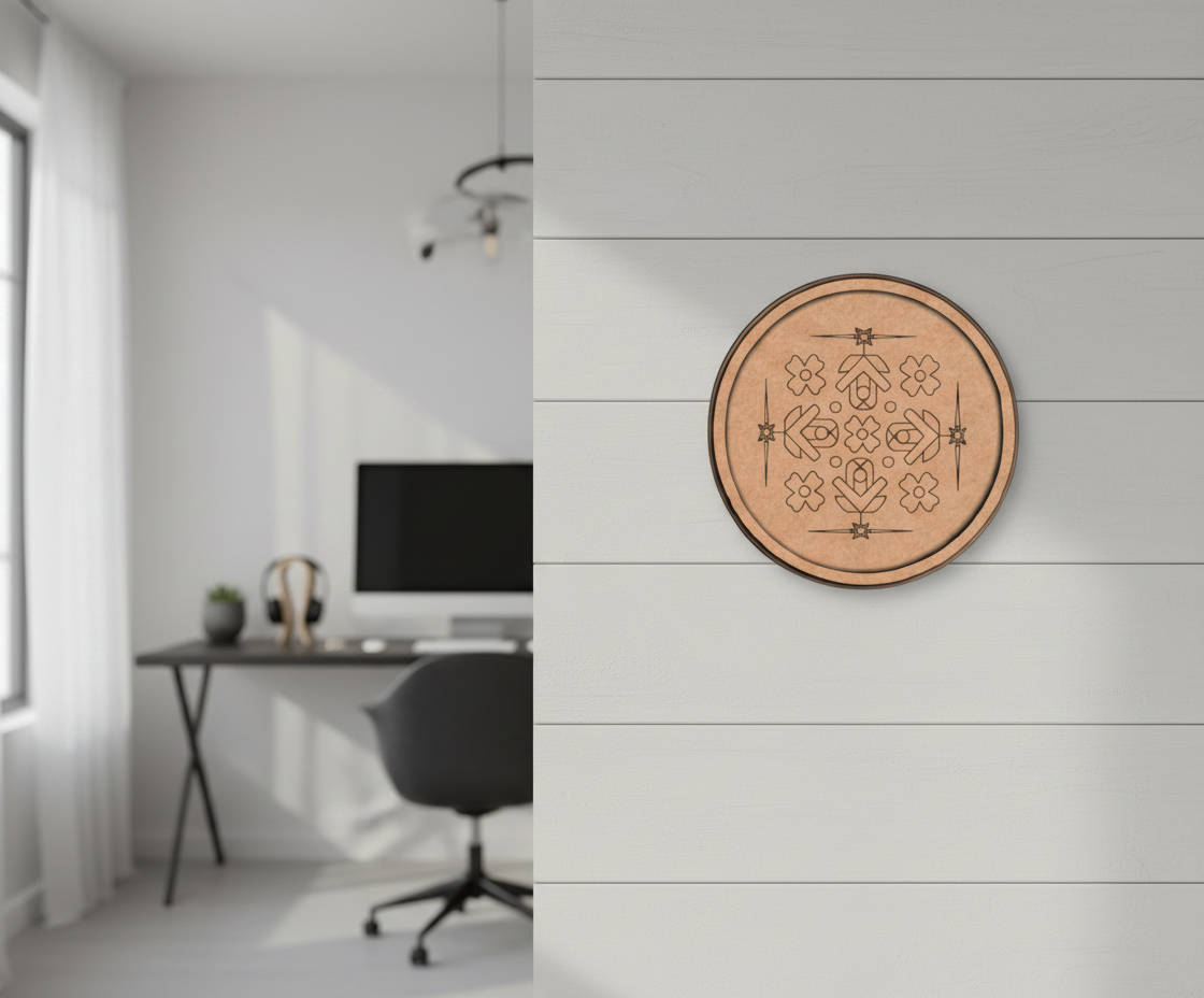 MDF Floral Geometric Bordered Pre Marked DIY Craft Base