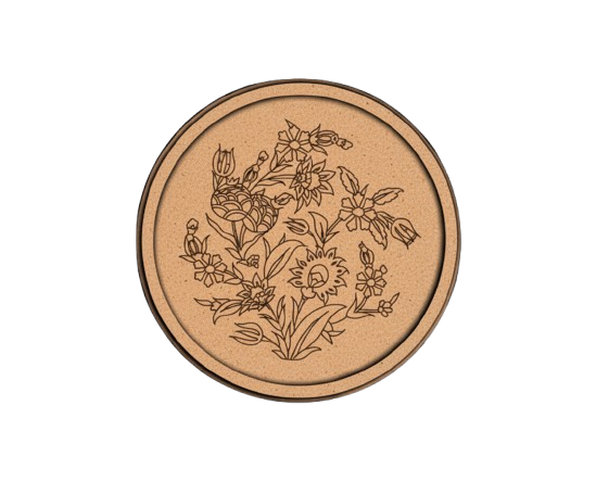 Bordered pre marked MDF round base with floral bouquet design for DIY painting and craft projects