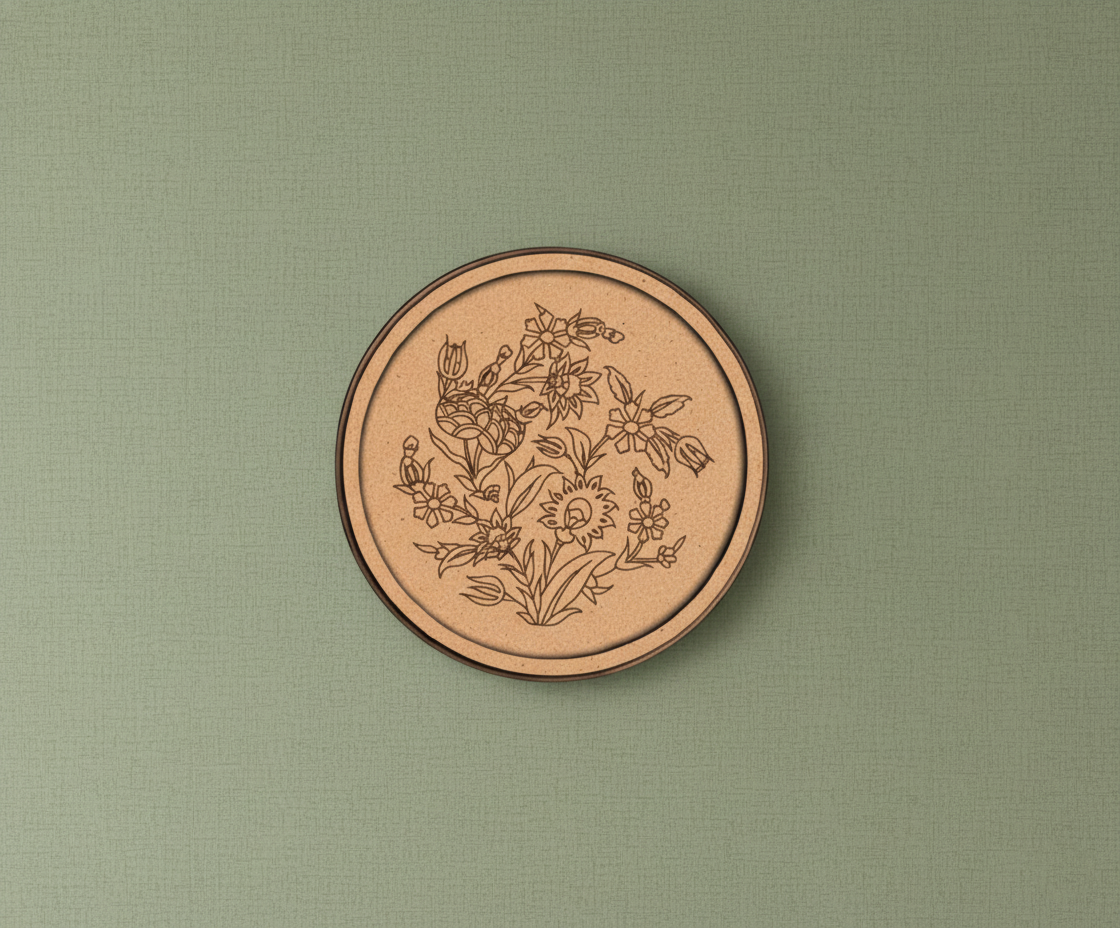 MDF Floral Bouquet Bordered Pre Marked DIY Craft Base