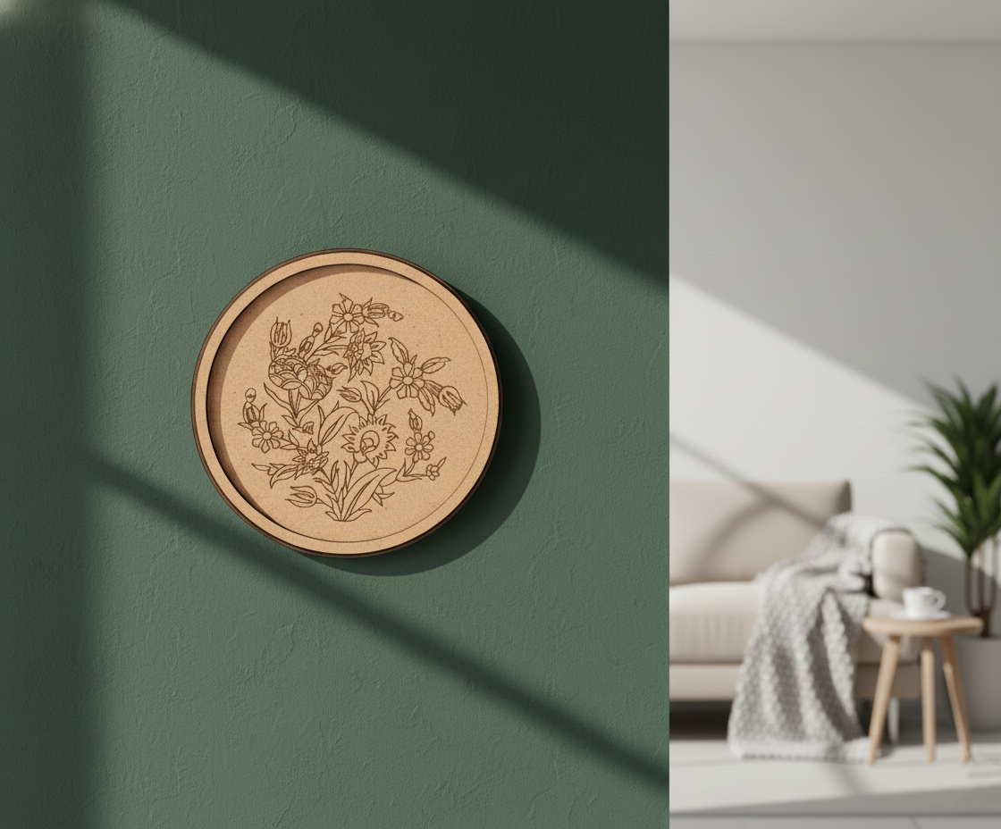 MDF Floral Bouquet Bordered Pre Marked DIY Craft Base