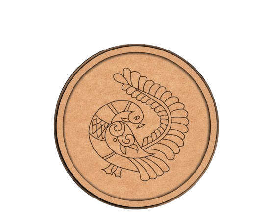 Bordered pre marked MDF round base with peacock motif design for DIY painting and craft projects