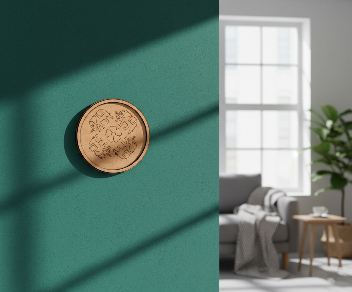 MDF Elephant Circle Bordered Pre Marked DIY Craft Base