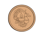 Bordered pre marked MDF round base with diya and peacock motif for DIY painting and craft projects