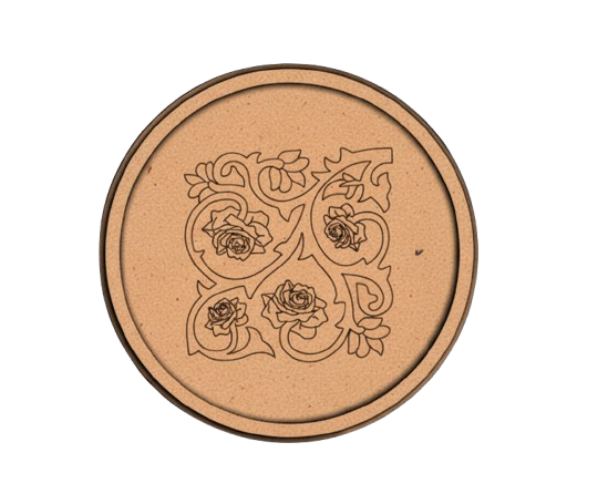 Bordered pre marked MDF round base with rose vine floral design for DIY painting and craft projects