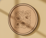 Bordered pre marked MDF round base with rose vine floral design for DIY painting and craft projects hanging on wall