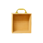 Gold rectangular box with a handle on a white background