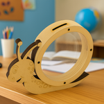 Snail-shaped MDF piggy bank with transparent window, eco-friendly kids coin saving box