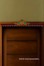Vibrantly painted peacock motif MDF toran with colorful festive detailing – visual representation on door