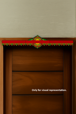 Vibrant mandala MDF toran painted in festive red, yellow, and green – visual representation for doorway décor.