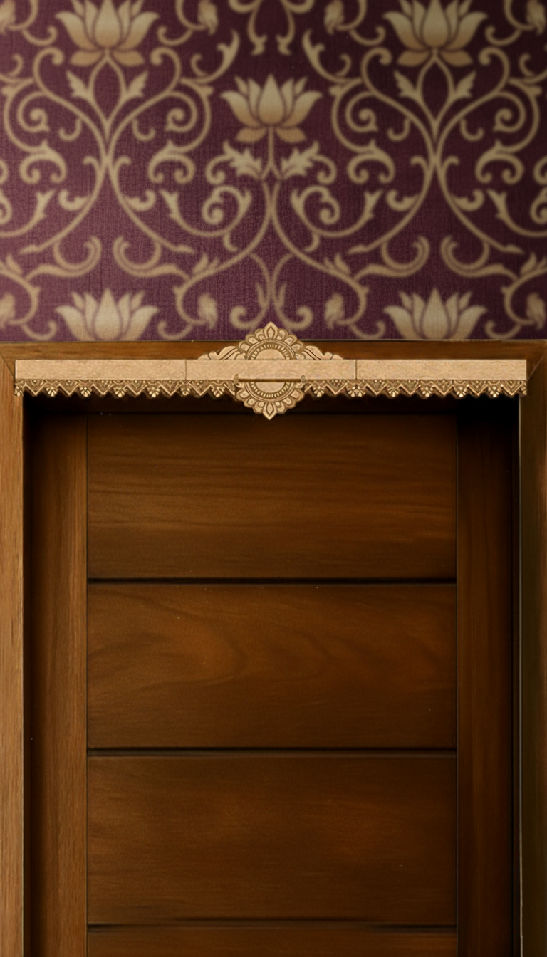 Vibrant mandala MDF toran painted in festive red – visual representation for doorway décor.