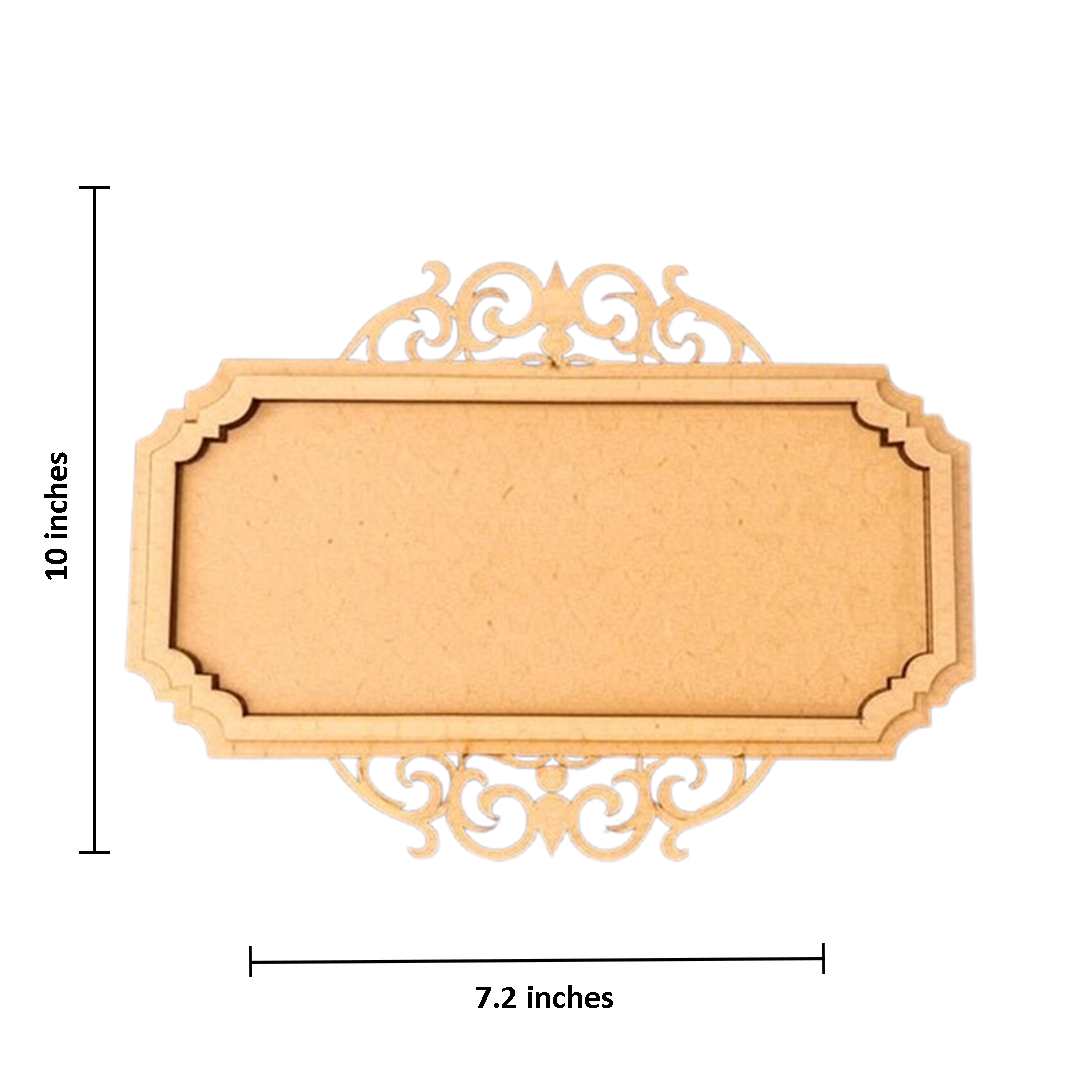 MDF nameplate base with decorative edges and size dimensions