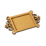 Decorative MDF platter with intricate carvings on a white background
