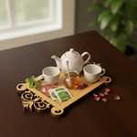 MDF tray with tea set and honey