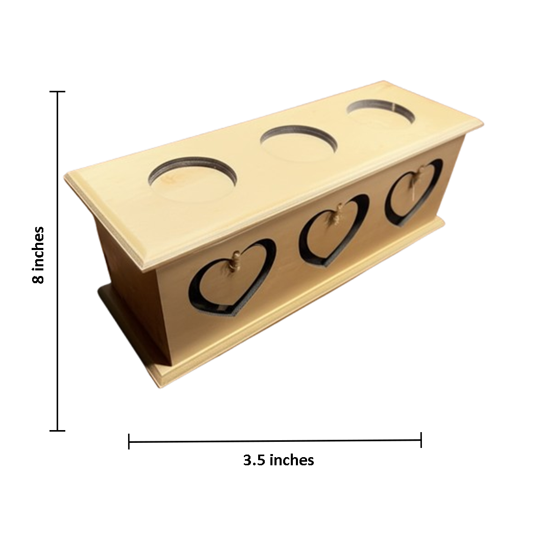 Full top view of MDF heart-cut platter  with size