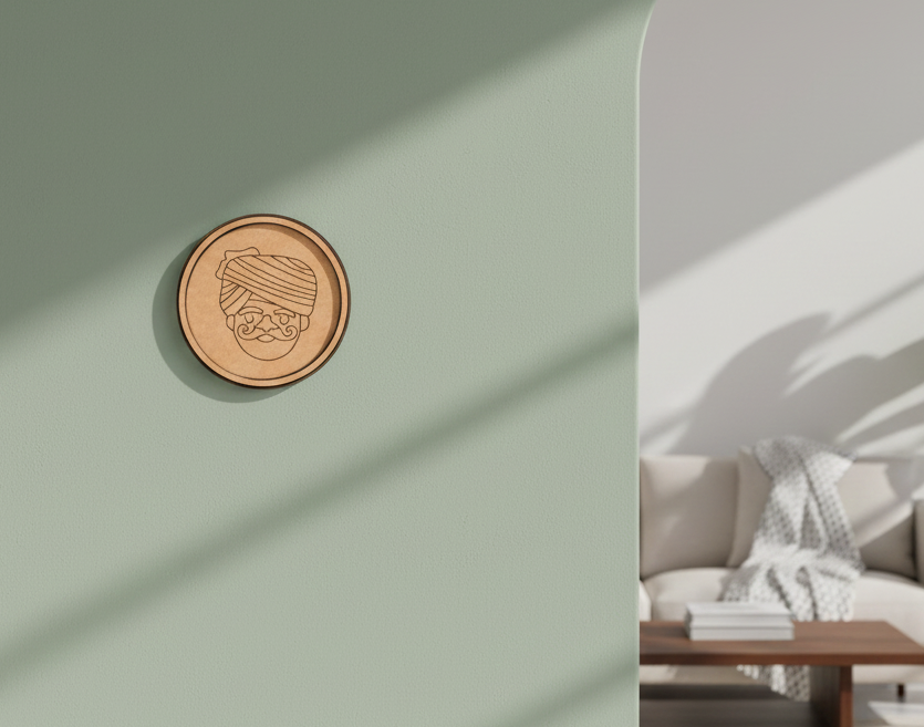 MDF Rajasthani Face Bordered Pre Marked DIY Craft Base