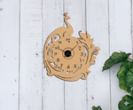 Unfinished raw MDF peacock wall clock with intricate cutwork design – DIY craft wall décor clock
