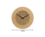 MDF DIY wall clock with decorative face and Roman numerals, shown with a measurement label on a white background.
