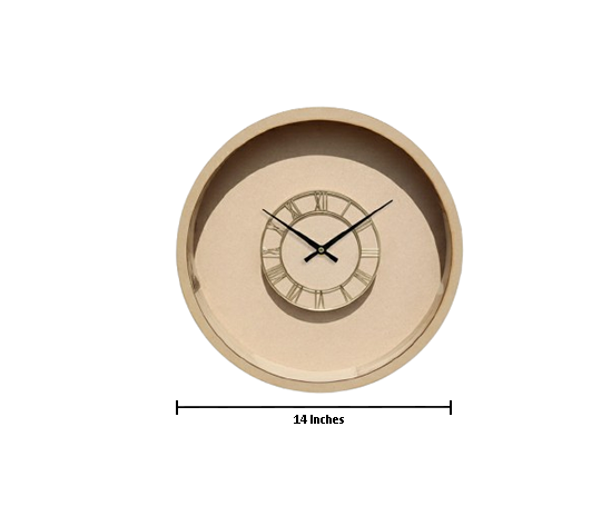Shadow wall clock with measurement label on a white background