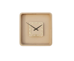 Square Shadow wall clock with beige frame and beige background on a white background