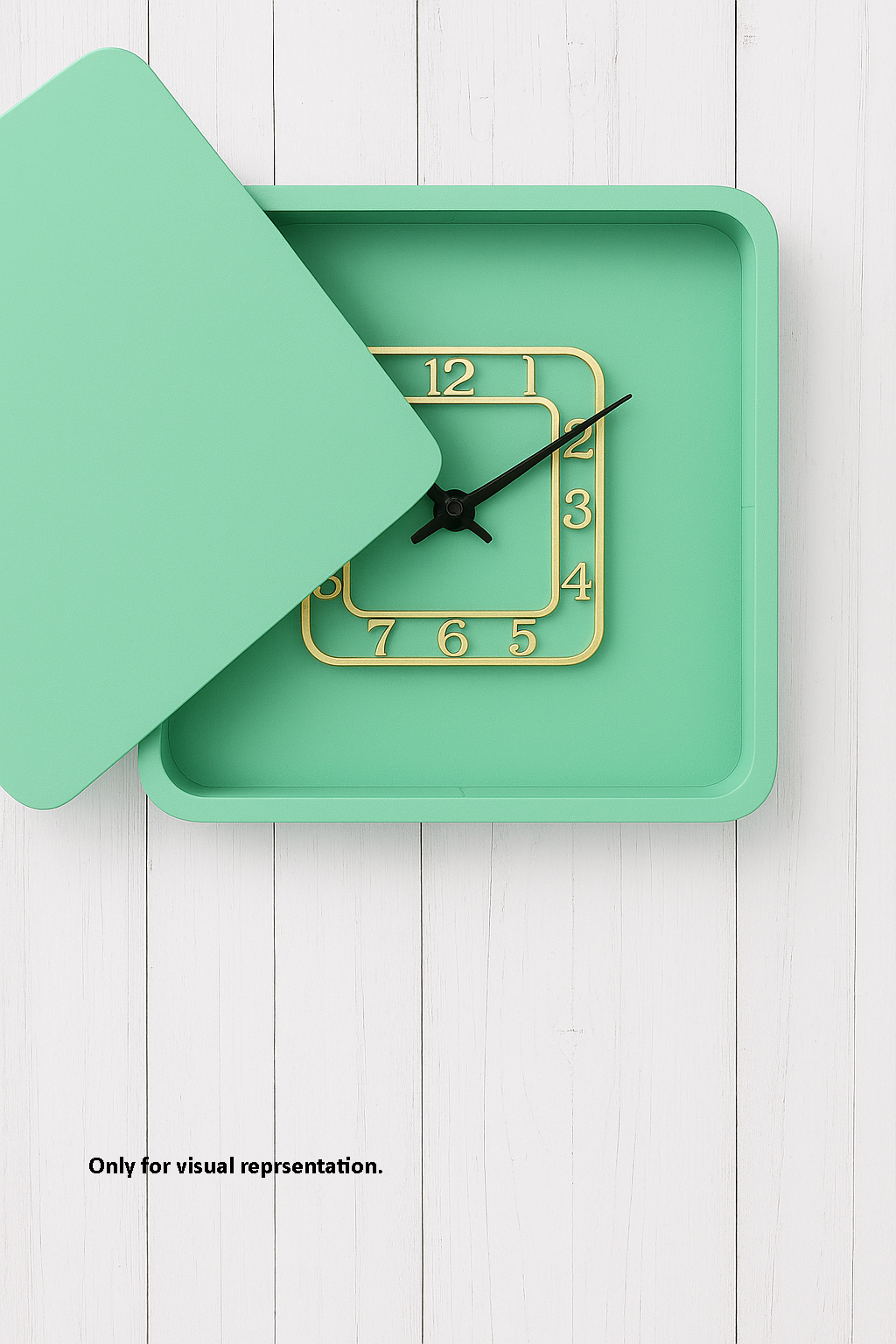 Modern square MDF wall clock with hollow numbers and black hands