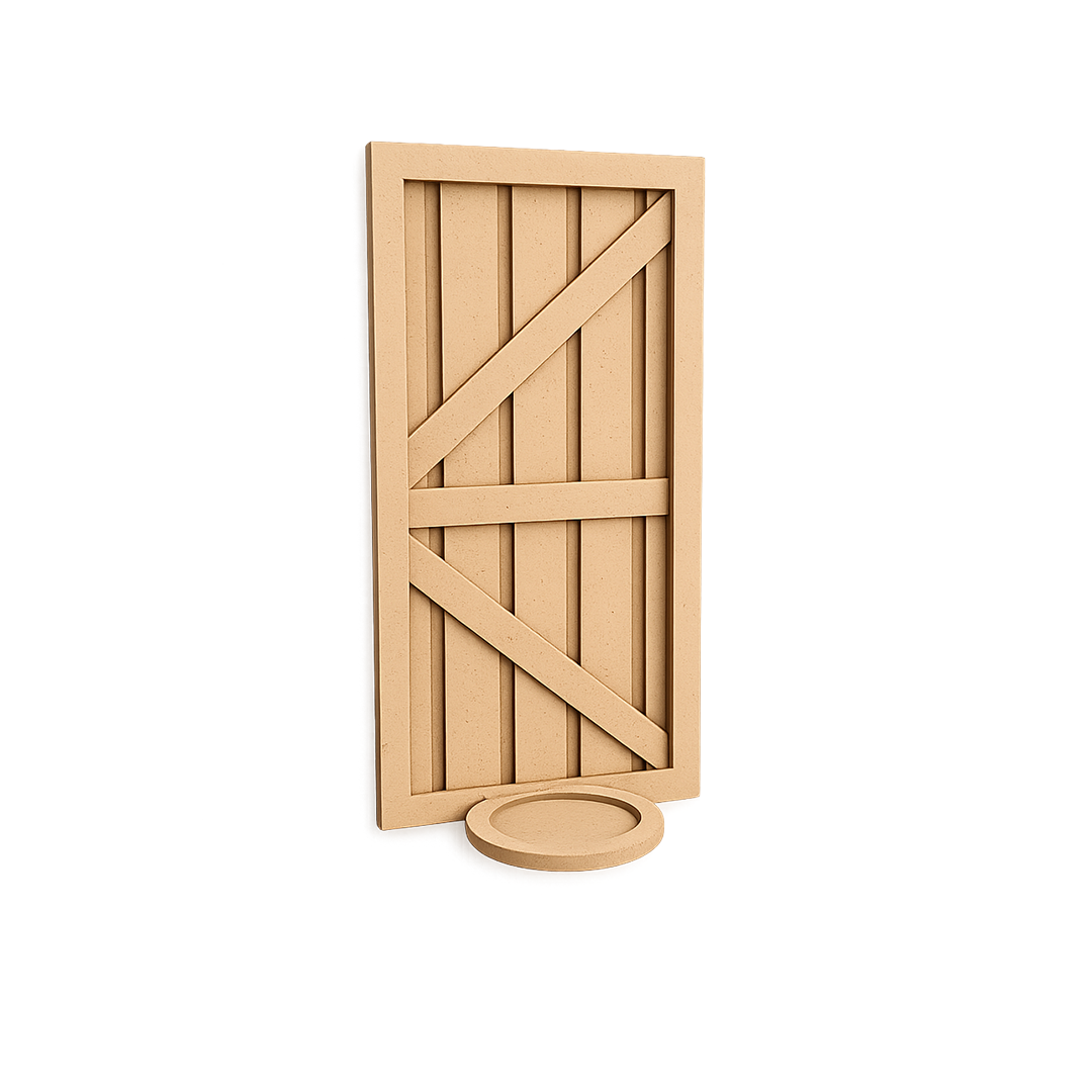 DIY MDF Wooden Door Style Wall Sconce for Decor laser cut MDF wall shelf base for painting, decoupage and DIY customization.