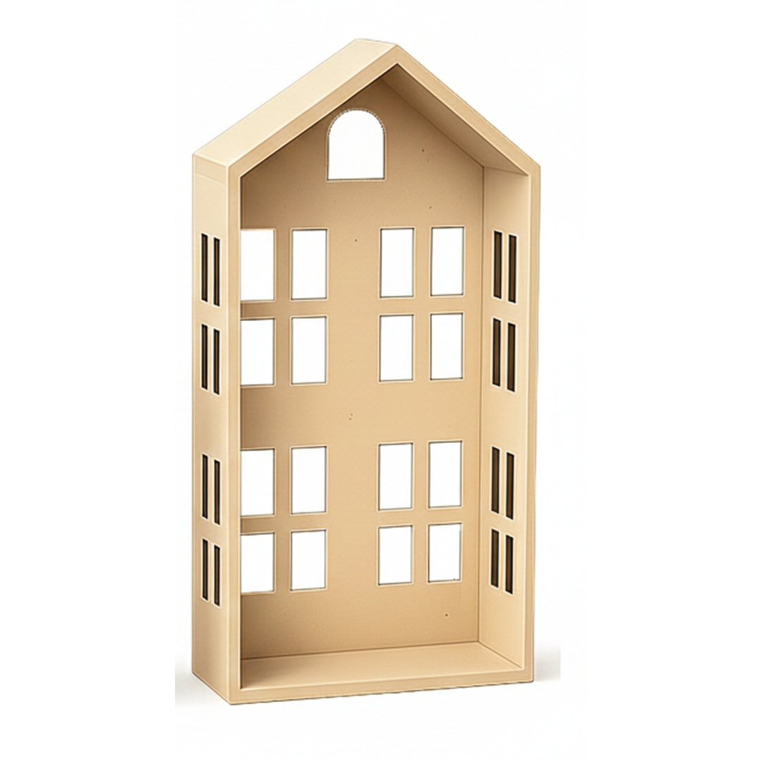 DIY MDF House Shape Wall Shelf Set for Decor & Craft laser cut MDF wall shelves for painting, decoupage and DIY decoration.