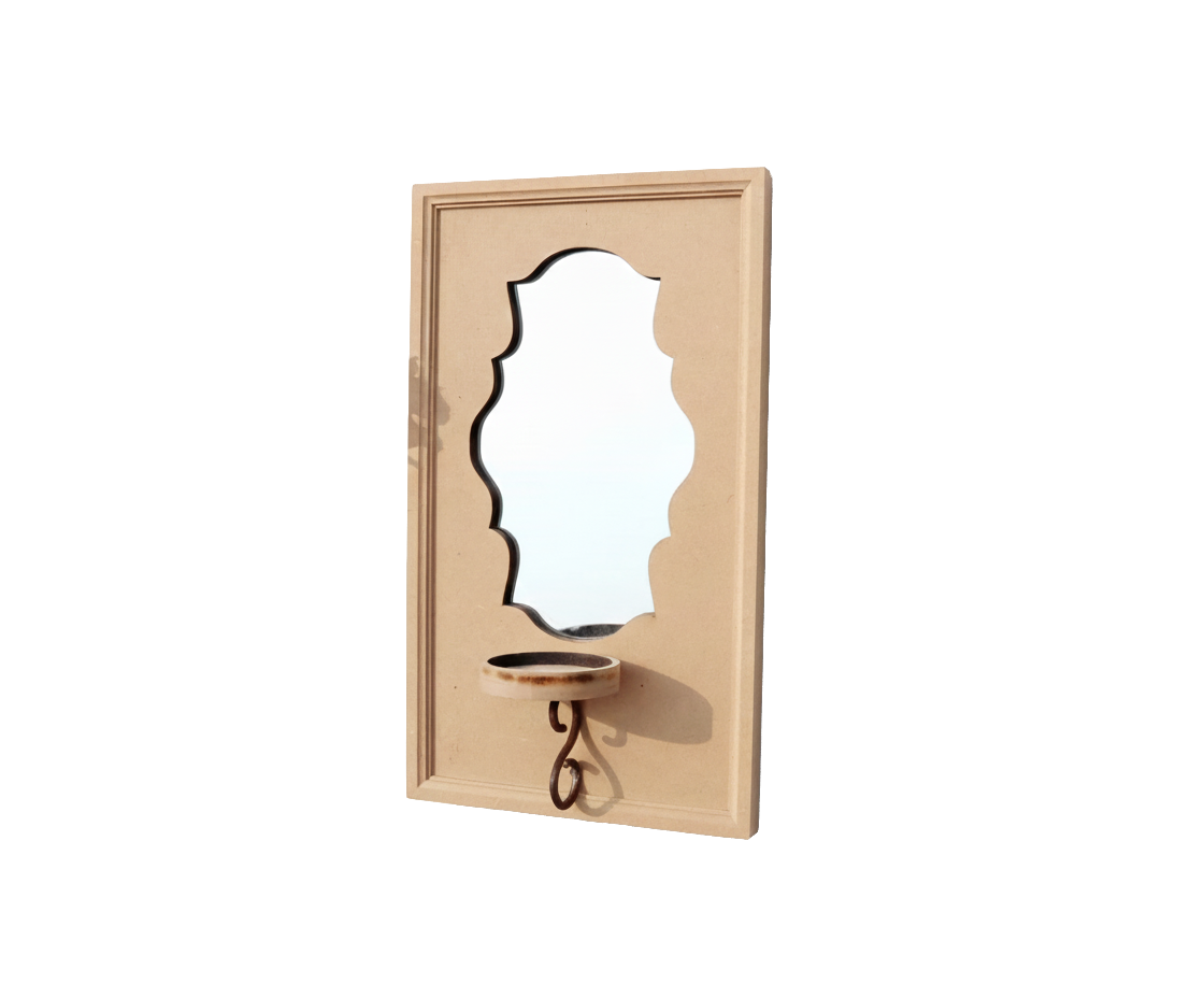 DIY MDF Designer Wall Mirror Sconce Shelf for Decor laser cut MDF wall shelf base for painting, decoupage and DIY decoration.