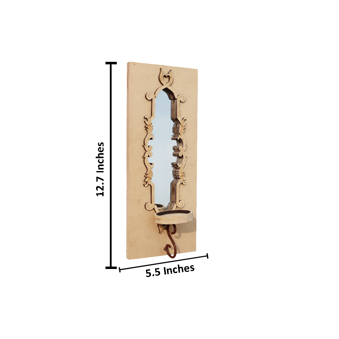 DIY MDF Royal Carved Wall Mirror Sconce Shelf Decor laser cut MDF wall shelf base for painting, decoupage and DIY decoration with size