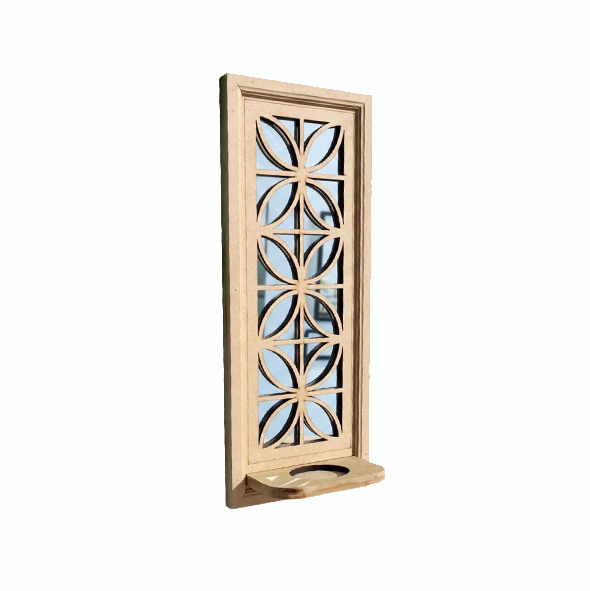 DIY MDF Geometric Wall Mirror Sconce Shelf for Decor laser cut MDF wall shelf base for painting, decoupage and DIY decoration.