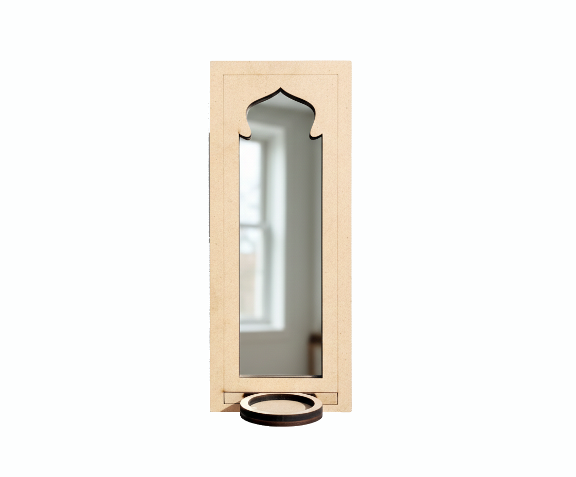 DIY MDF Arch Wall Mirror Sconce Shelf for Decor Craft laser cut MDF wall shelf base for painting, decoupage and DIY decoration.