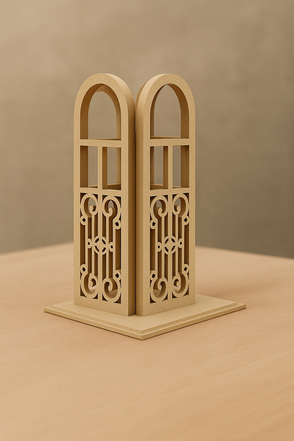 MDF carved arch lantern with tall arched panels and intricate cutout design –  decorative candle holder for home and festive décor