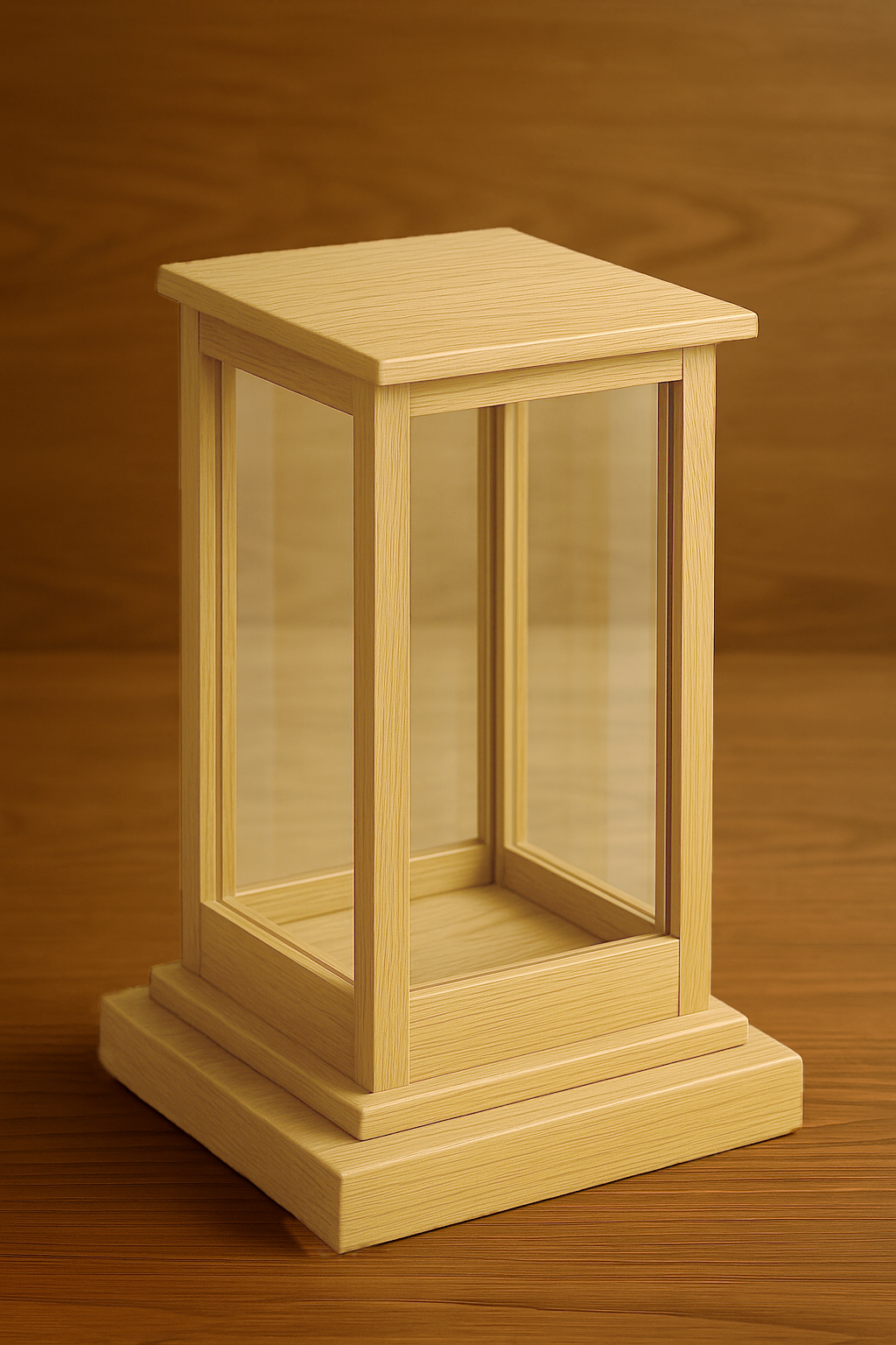 MDF lantern with clear glass panels and square design – decorative candle holder for festive and home décor