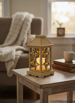 MDF Lantern Home Décor Piece with LED Candle for Living Room