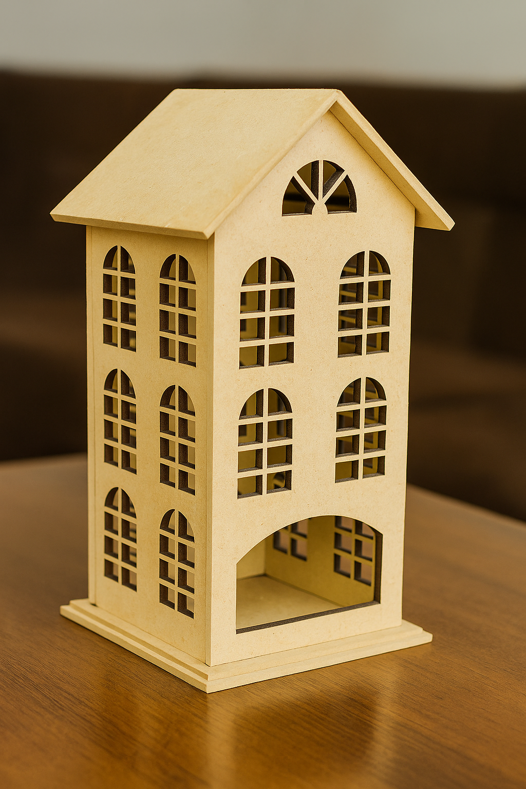 MDF house-shaped lantern candle holder  décor piece for home, weddings, and festive celebrations