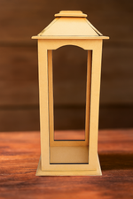 Tall MDF lantern with open frame and pyramid top –decorative candle holder for festive and home décor