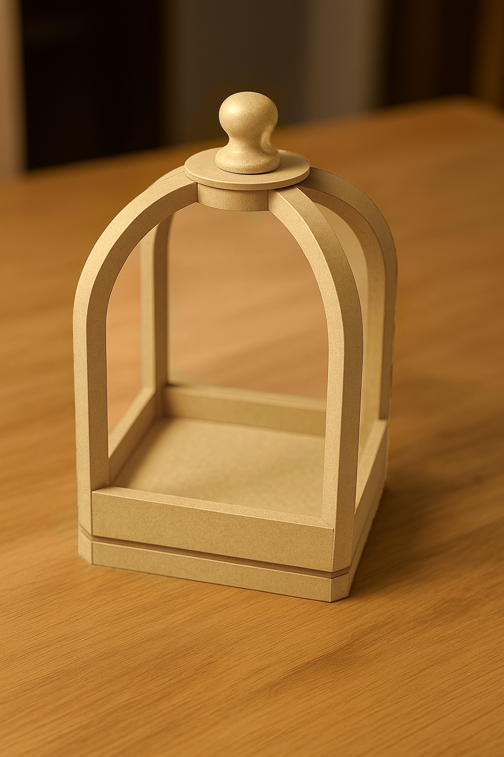 MDF dome-shaped lantern candle holder with knob top and open arched frame –  décor for weddings, festivals and home