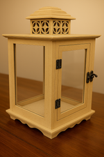 MDF premium lantern with glass panels, carved vent top, and hinged door –  candle holder for festive and home décor