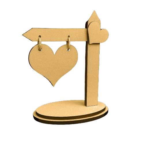 Plain MDF heart sign board, unpainted for DIY craft projects