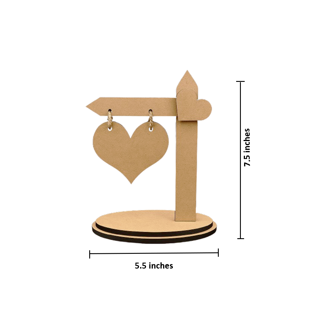 
MDF heart sign board with size dimensions 7.5 inches height and 5.5 inches width