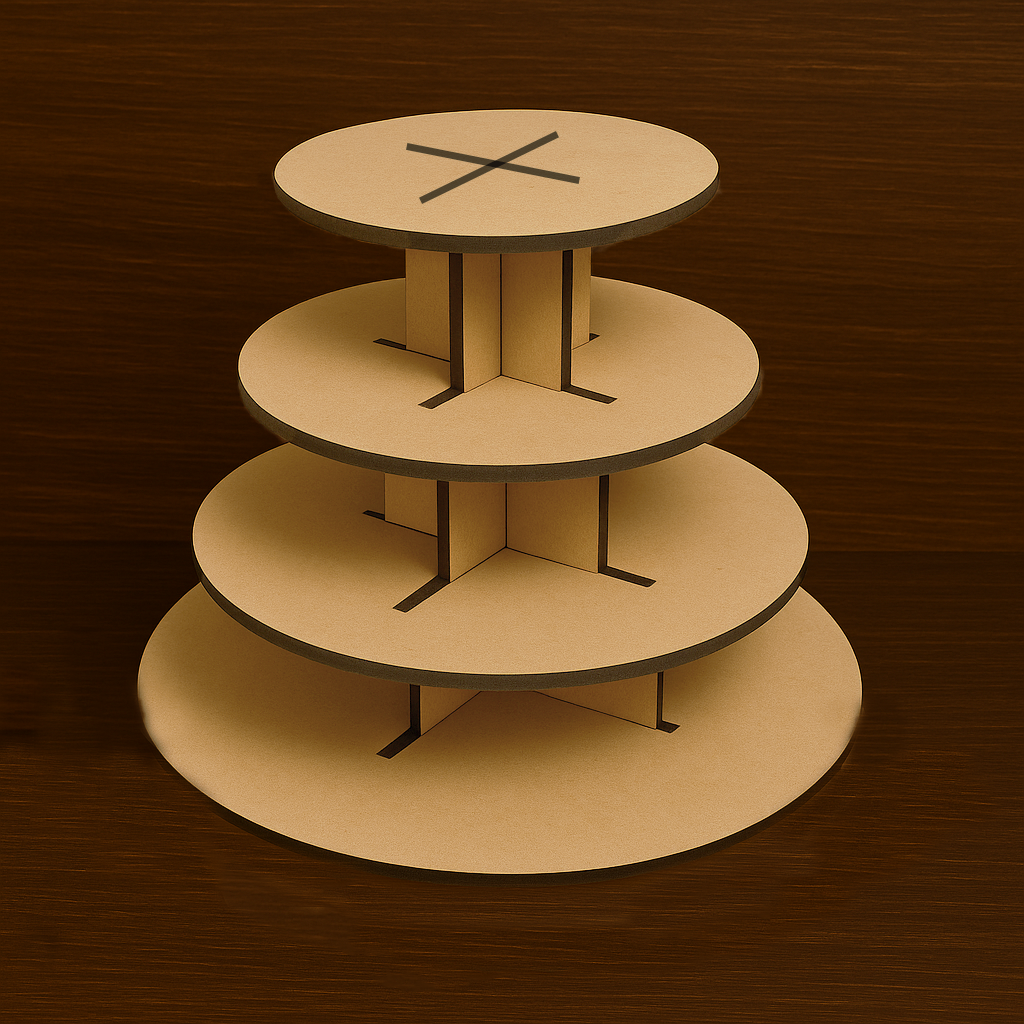 MDF 3-tier round stand for cupcakes, sweets, and decorative display – ready-to-use event and home décor piece